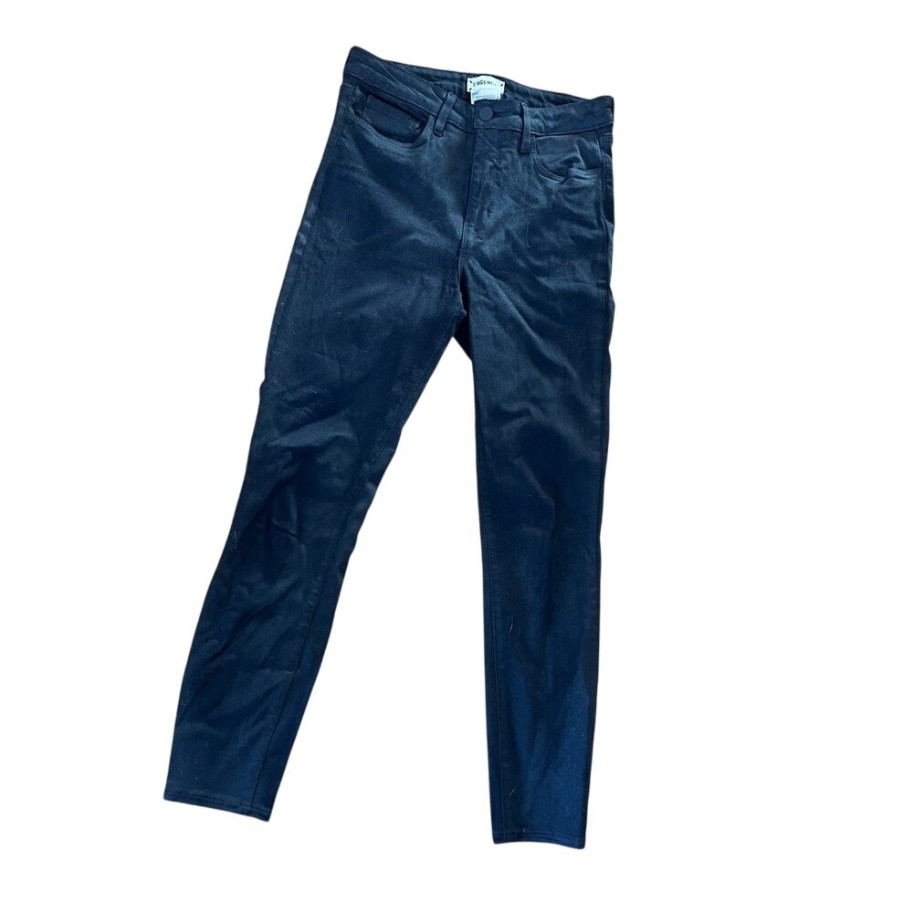 L'Agence black denim skinny jeans moto classic